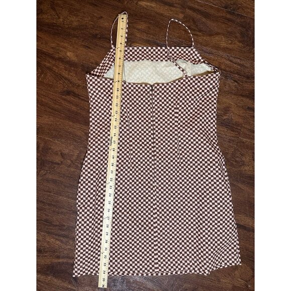 NWT LEVI'S Mini Dress L Brown/Pink Multicolor Check Adj. Spag. Straps w/pockets - Picture 6 of 13